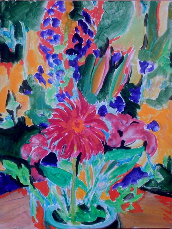 painting of red daisy