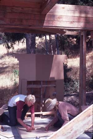 Checking the mantel height by cardboard mockup