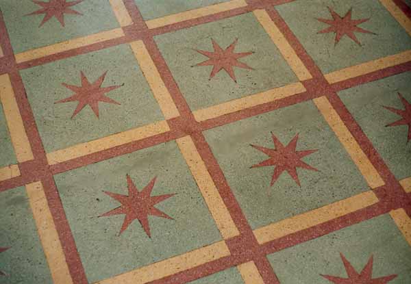 Detail of green marble floor