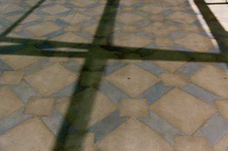 Low cost concrete floor of the outdoor Farmer's Market, Fresno, California, made with prefabricated concrete elements and cast slab