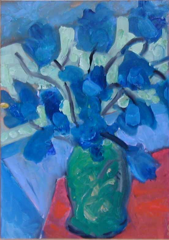 painting of blue flowers