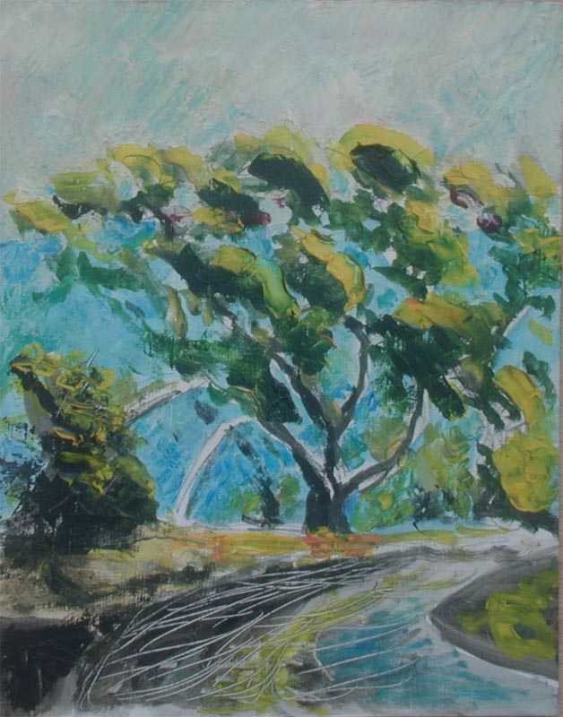 painting of lone tree
