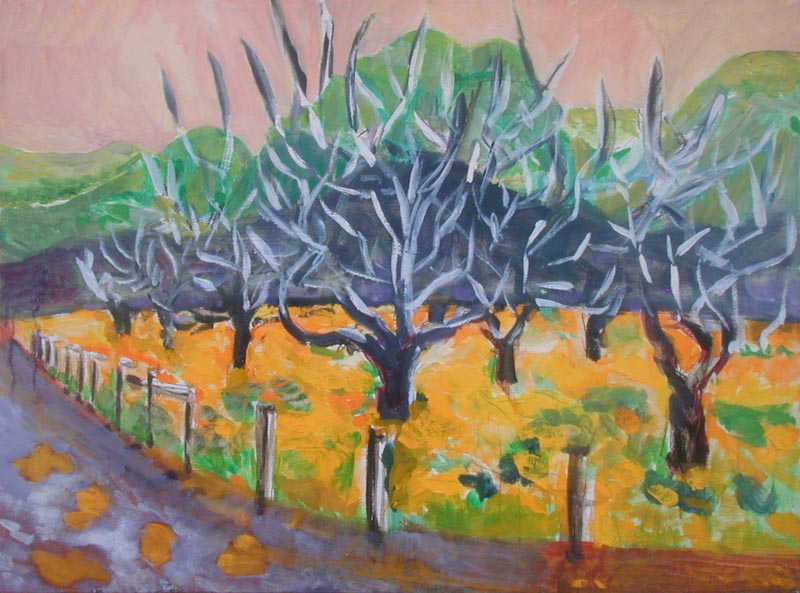 painting of an orchard