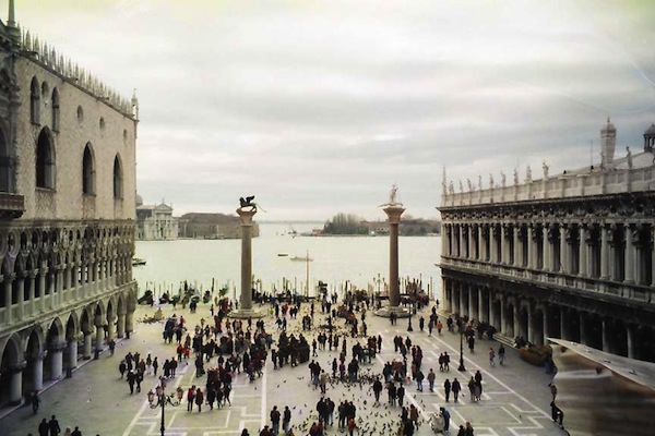 A view of the water from the square